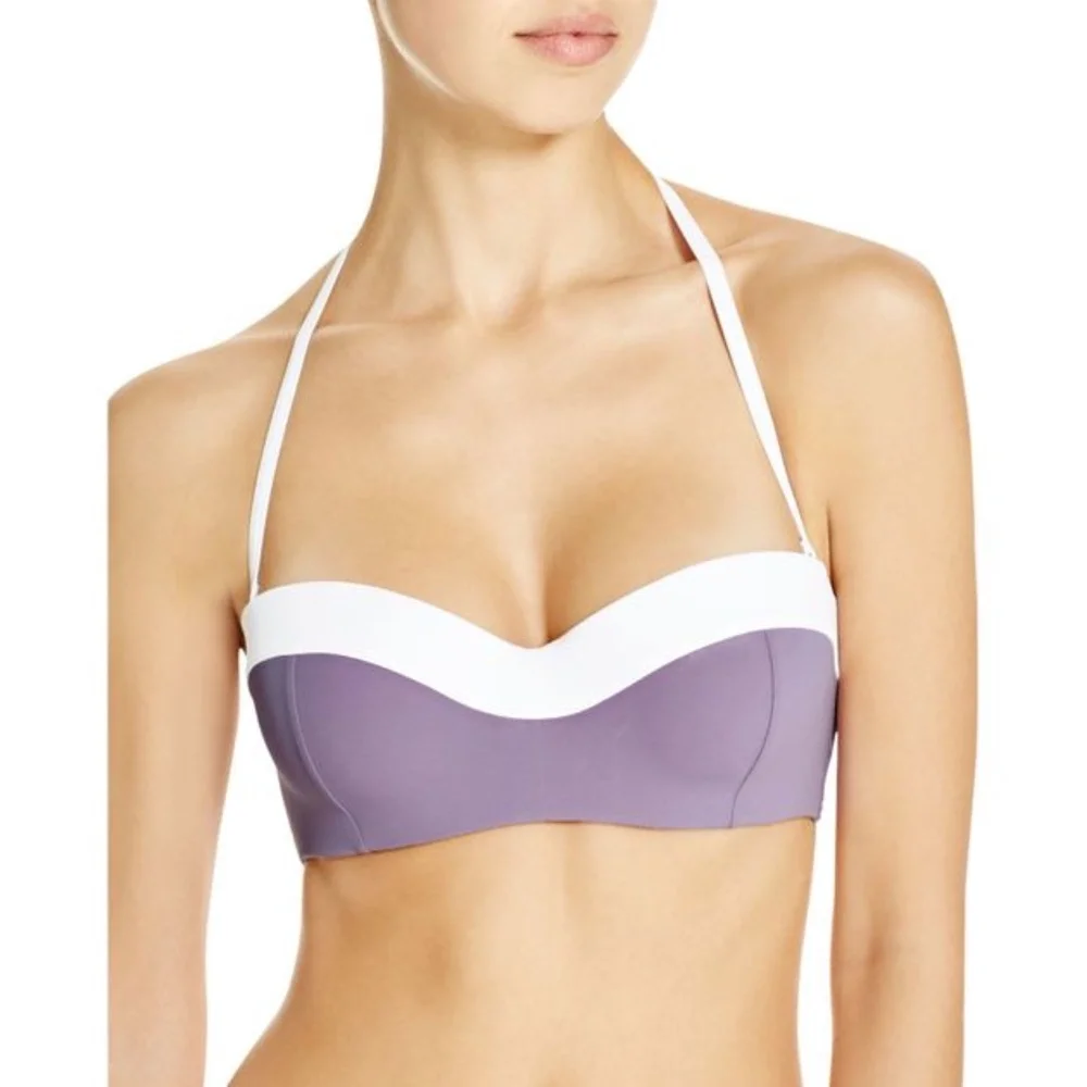 NWT Tory Burch Laurito Bandeau Bikini‎ Top Purple Provence/White [ Medium ]
